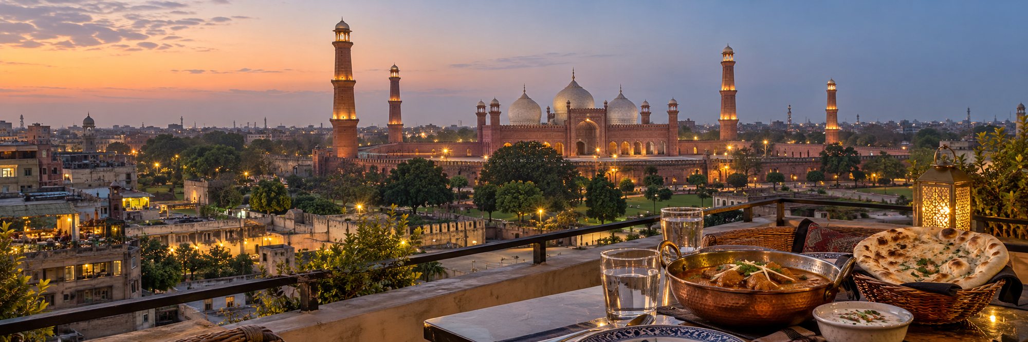 Dinner facing the Badshahi Mosque